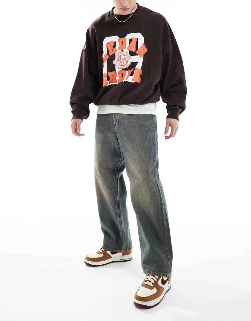 Jack & Jones - Ron - Skater-Jeans in Schwarz mit brauner Cast-Waschung von Jack & Jones