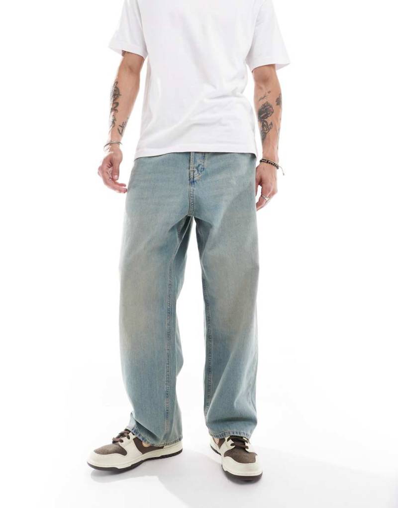 Jack & Jones - Ron - Skater-Jeans in blauer überfärbter Waschung von Jack & Jones