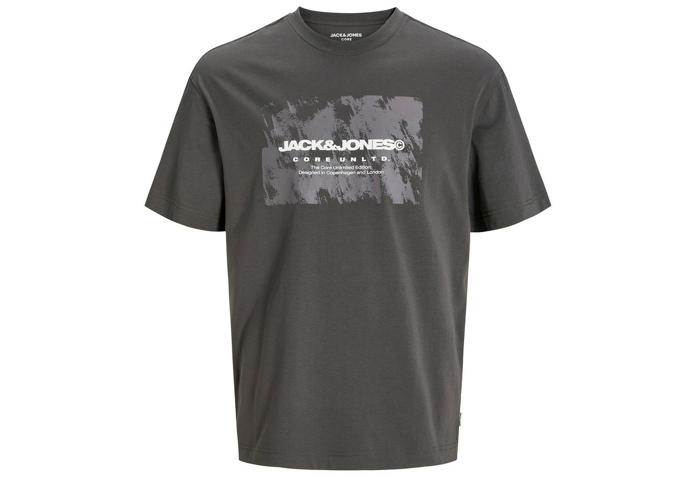 Jack & Jones Rundhalsshirt Jack&Jones XXL T-Shirt taupe Logo-Frontprint JCOAERO von Jack & Jones