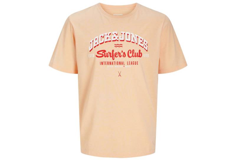 Jack & Jones Rundhalsshirt Große Größen Herren T-Shirt lachs melange Frontprint JJELOGO von Jack & Jones