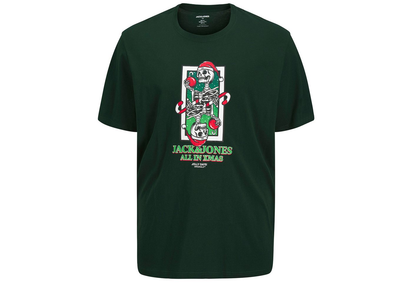 Jack & Jones Rundhalsshirt Jack&Jones T-Shirt dunkelgrün JJXMAS CHRISTMAS SKULL von Jack & Jones