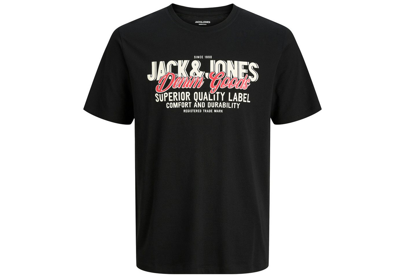 Jack & Jones Rundhalsshirt Jack&Jones T-Shirt Übergröße schwarz großer Logoprint von Jack & Jones