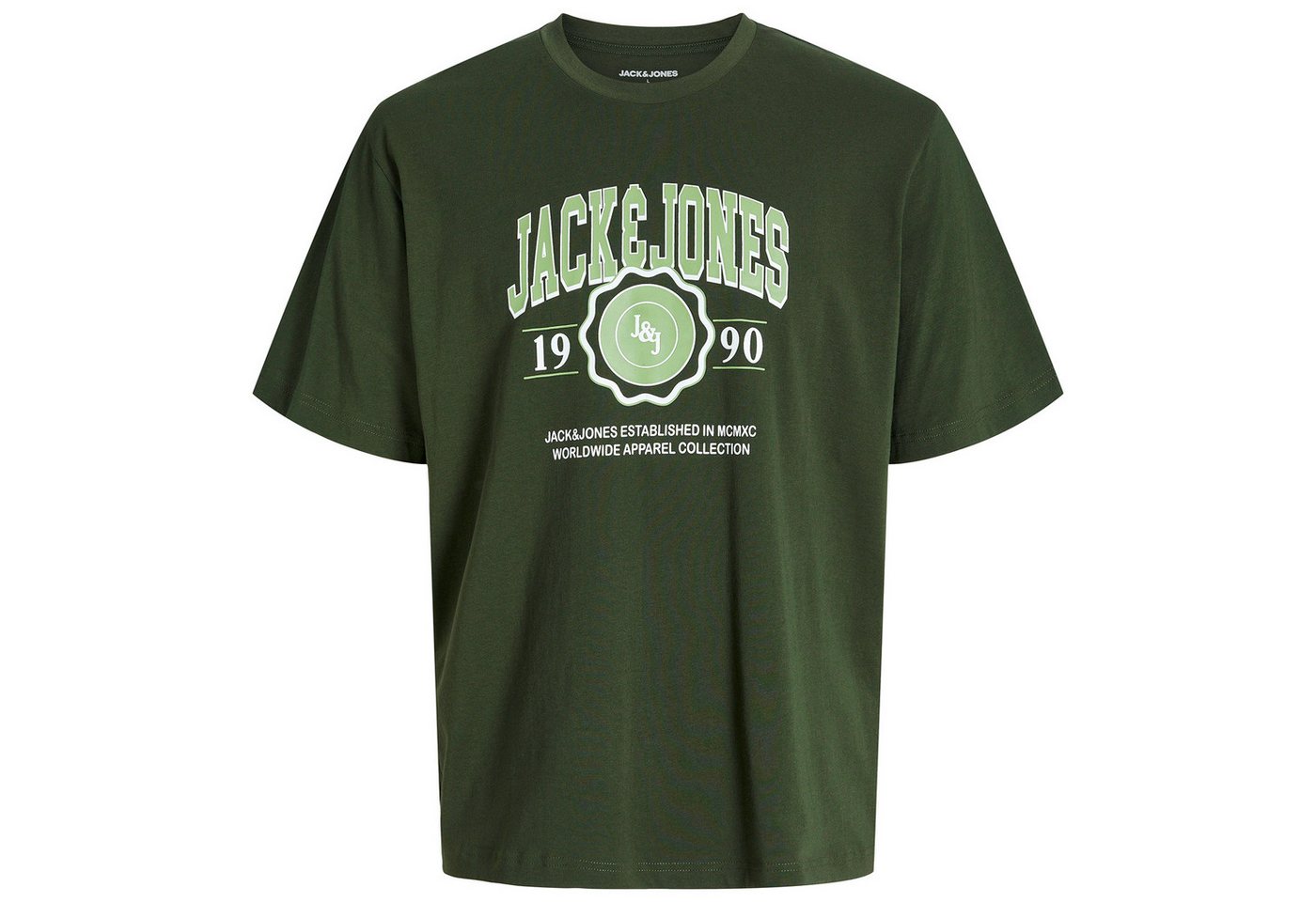 Jack & Jones Rundhalsshirt Jack&Jones Übergrößen T-Shirt oliv JJMAKO Logoprint von Jack & Jones