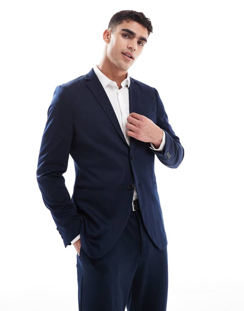 Jack & Jones - Schmal geschnittene Anzugjacke aus Jersey in Marineblau von Jack & Jones