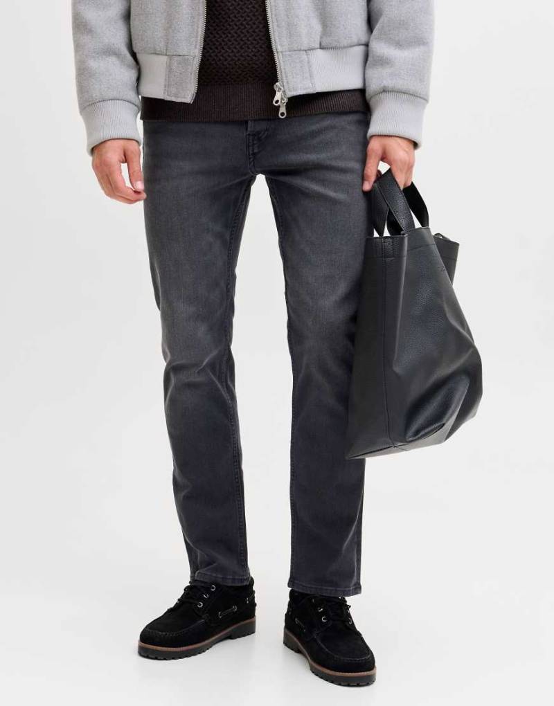 Jack & Jones - Schmale Straight-Fit-Jeans aus Denim in Schwarz von Jack & Jones