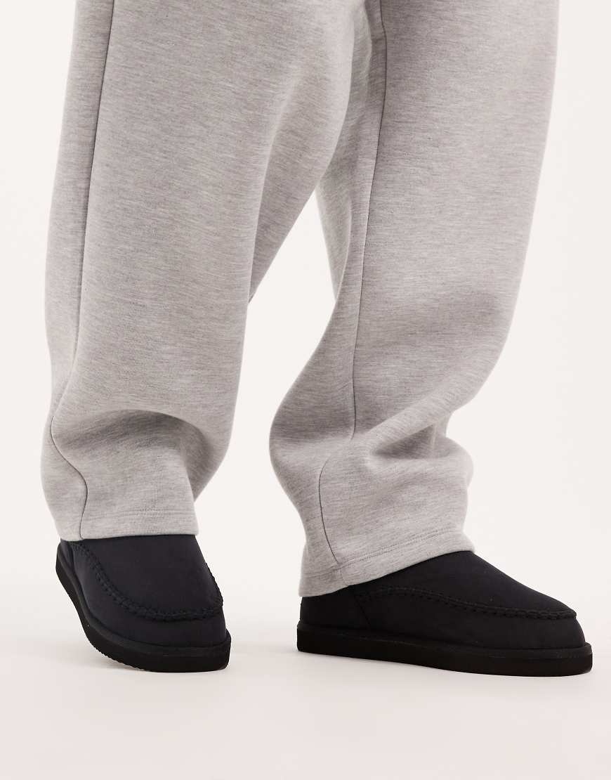 Jack & Jones - Schwarze Hausschuhe aus Wildlederimitat im Stiefeldesign mit dicker Sohle von Jack & Jones