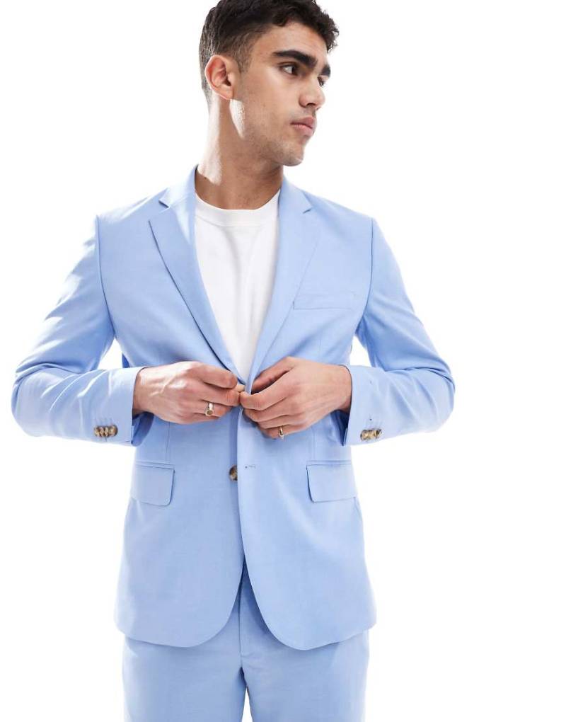 Jack & Jones - Sehr schmal geschnittene Anzugjacke in Hellblau von Jack & Jones