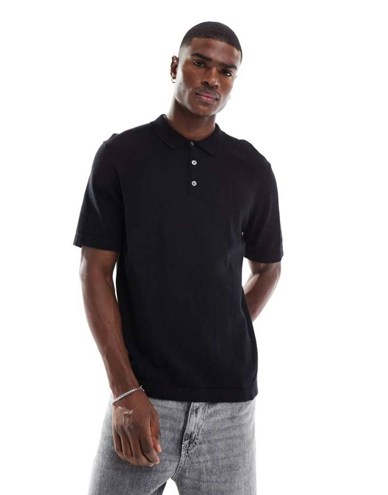 Jack & Jones - Strick-Polohemd in Schwarz von Jack & Jones