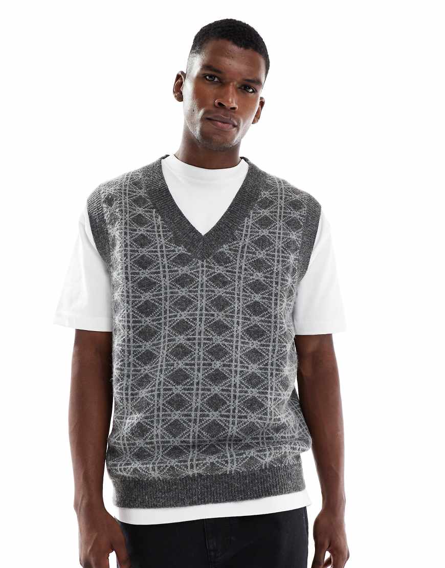 Jack & Jones - Strickpullunder in grau gemustert von Jack & Jones