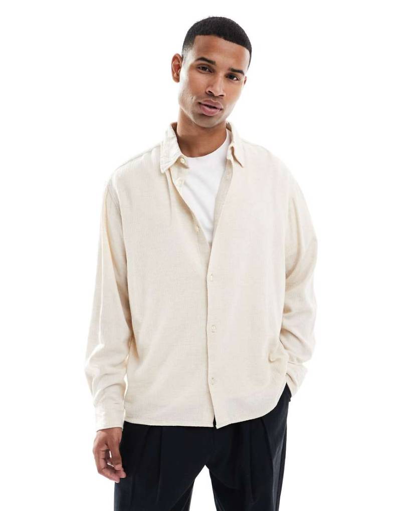 Jack & Jones - Strukturierte Hemdjacke in Beige mit geradem Saum-Neutral von Jack & Jones