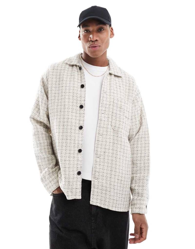 Jack & Jones - Strukturierte Hemdjacke in kariertem Cremeweiß von Jack & Jones