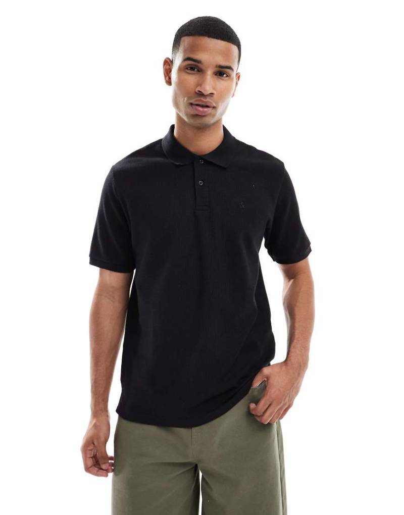 Jack & Jones - Strukturiertes Polohemd in Schwarz von Jack & Jones