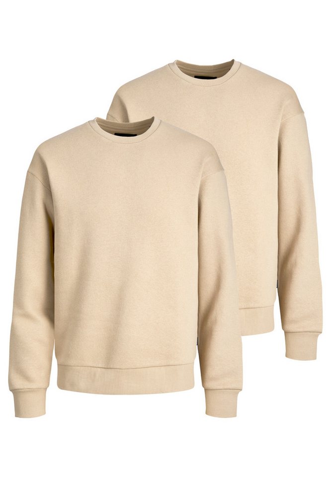 Jack & Jones Sweatshirt 2er Pack Star (Spar-Set, 2-tlg) Sweatshirt - Baumwolle - Atmungsaktiv - Weiche, angeraute Innenseite von Jack & Jones
