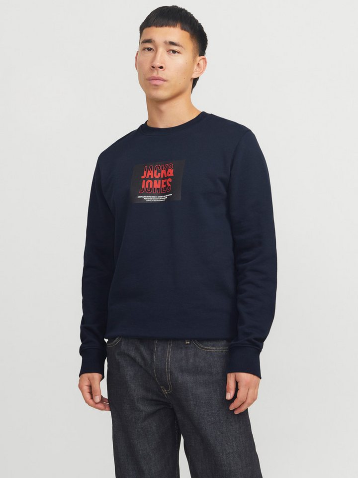 Jack & Jones Sweatshirt JJHUDSON – Sweatshirt mit Print, Rundhals und Kapuze Print, modisch, regular fit, angeraute Sweatware, Rundhals von Jack & Jones