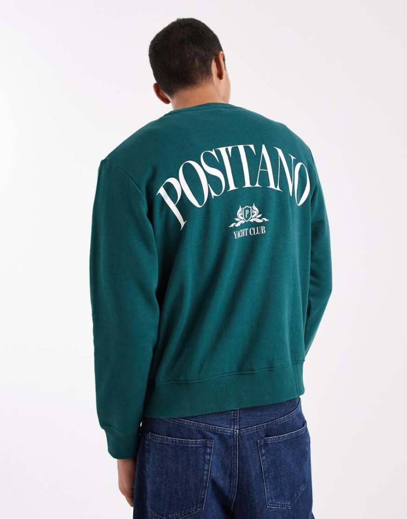 Jack & Jones - Sweatshirt in Grün mit „Positano"-Rückenprint von Jack & Jones
