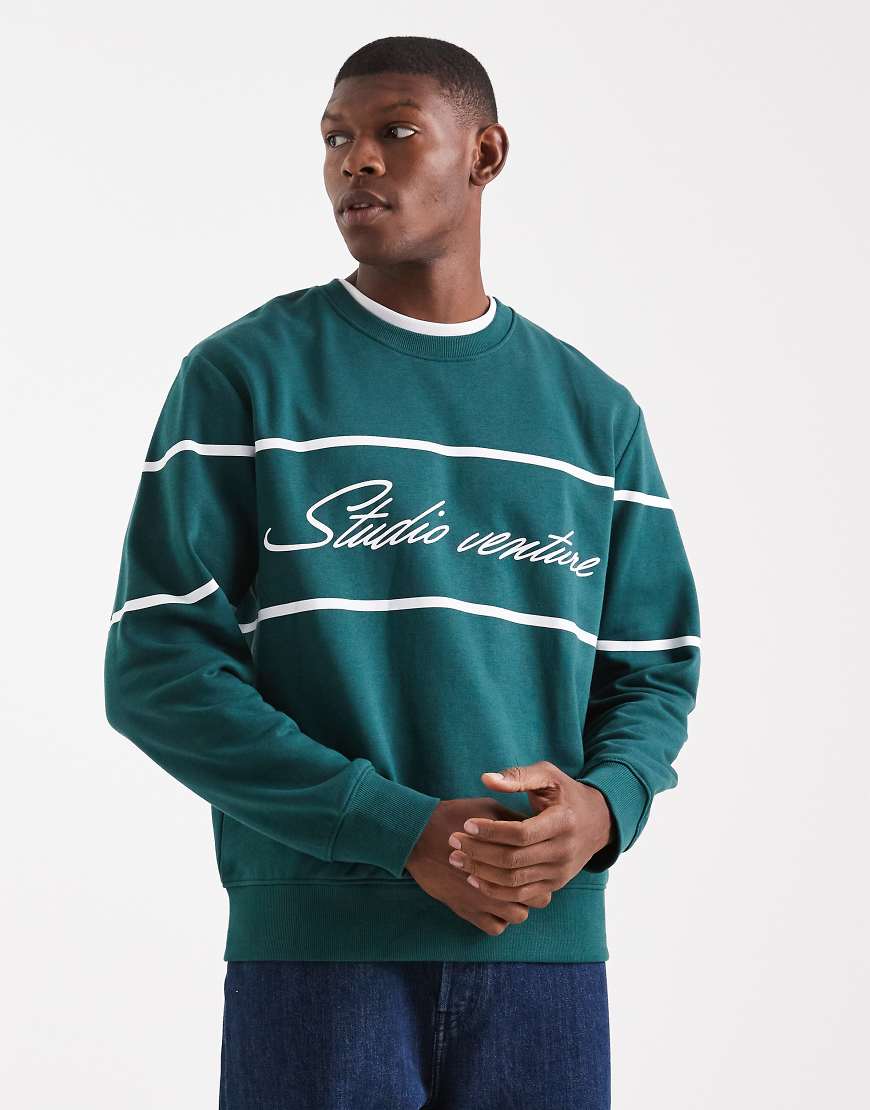 Jack & Jones - Sweatshirt in Grün mit Grafik vorne von Jack & Jones