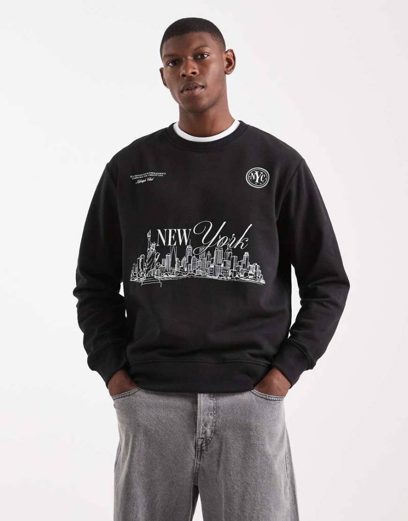 Jack & Jones - Sweatshirt in Schwarz mit „New York"-Print von Jack & Jones