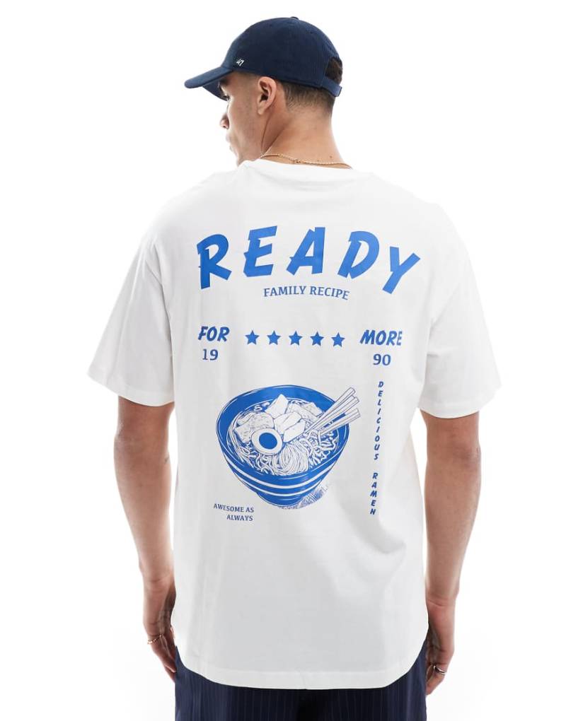 Jack & Jones - T-Shirt in Weiß mit Ramen-Rückenprint und Super-Oversize-Passform von Jack & Jones