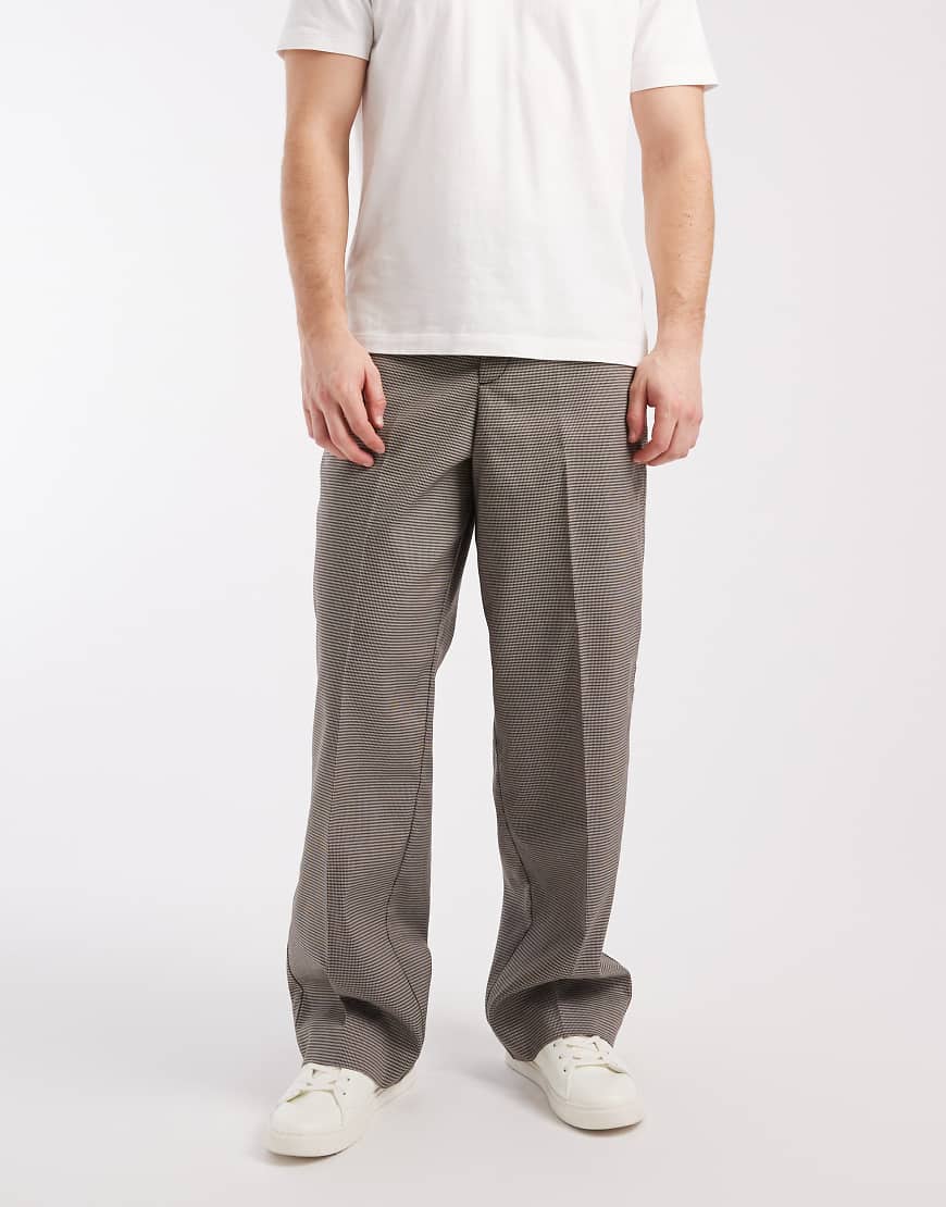 Jack & Jones - Toby - Chinohose in Grau mit weitem Bein und Hahnentrittmuster-Schwarz von Jack & Jones