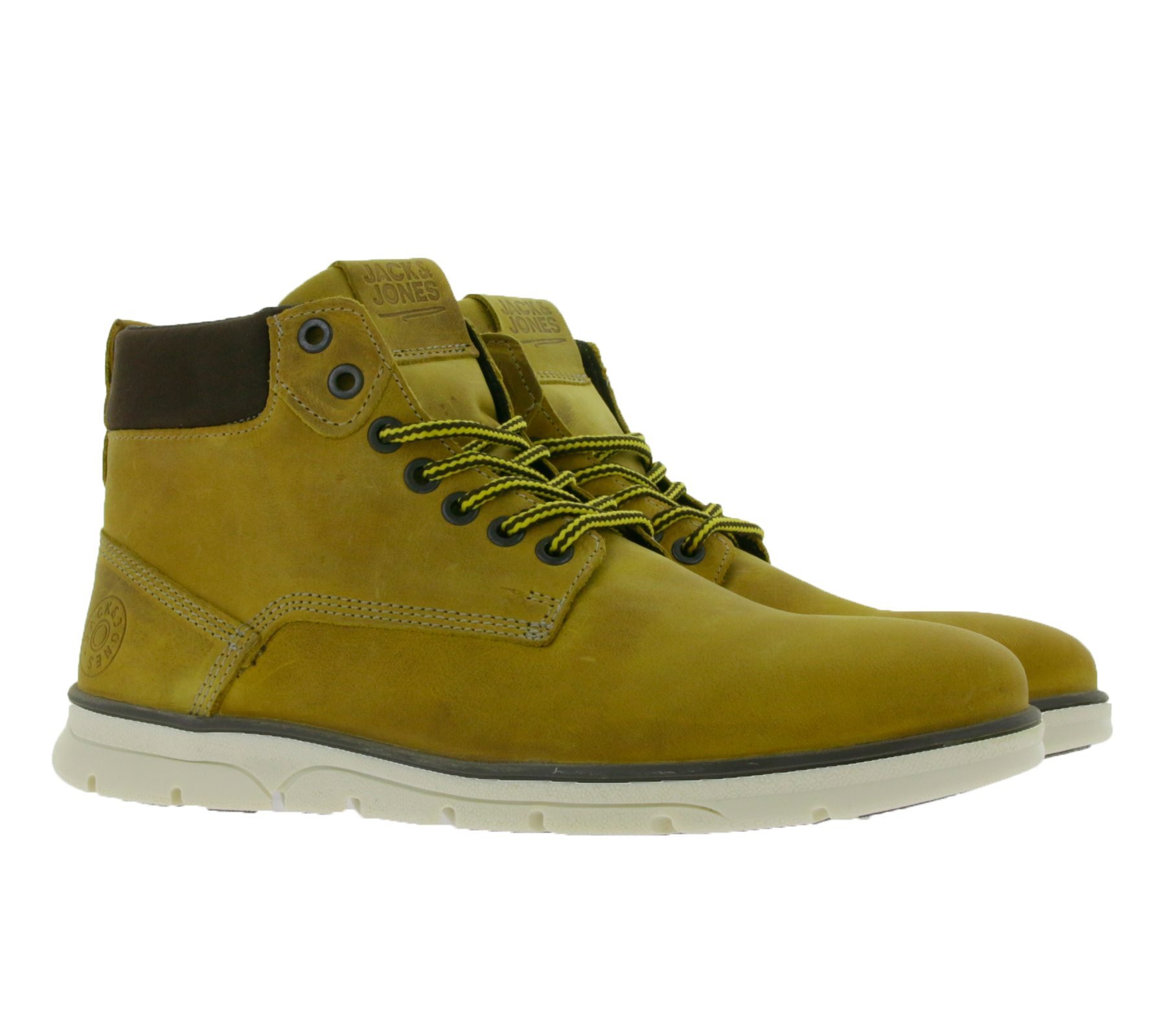 Jack & Jones Tubar Herren Echtleder Schnürboots mit herausnehmbarer Einlegesohle 12159516 Hellbraun von Jack & Jones