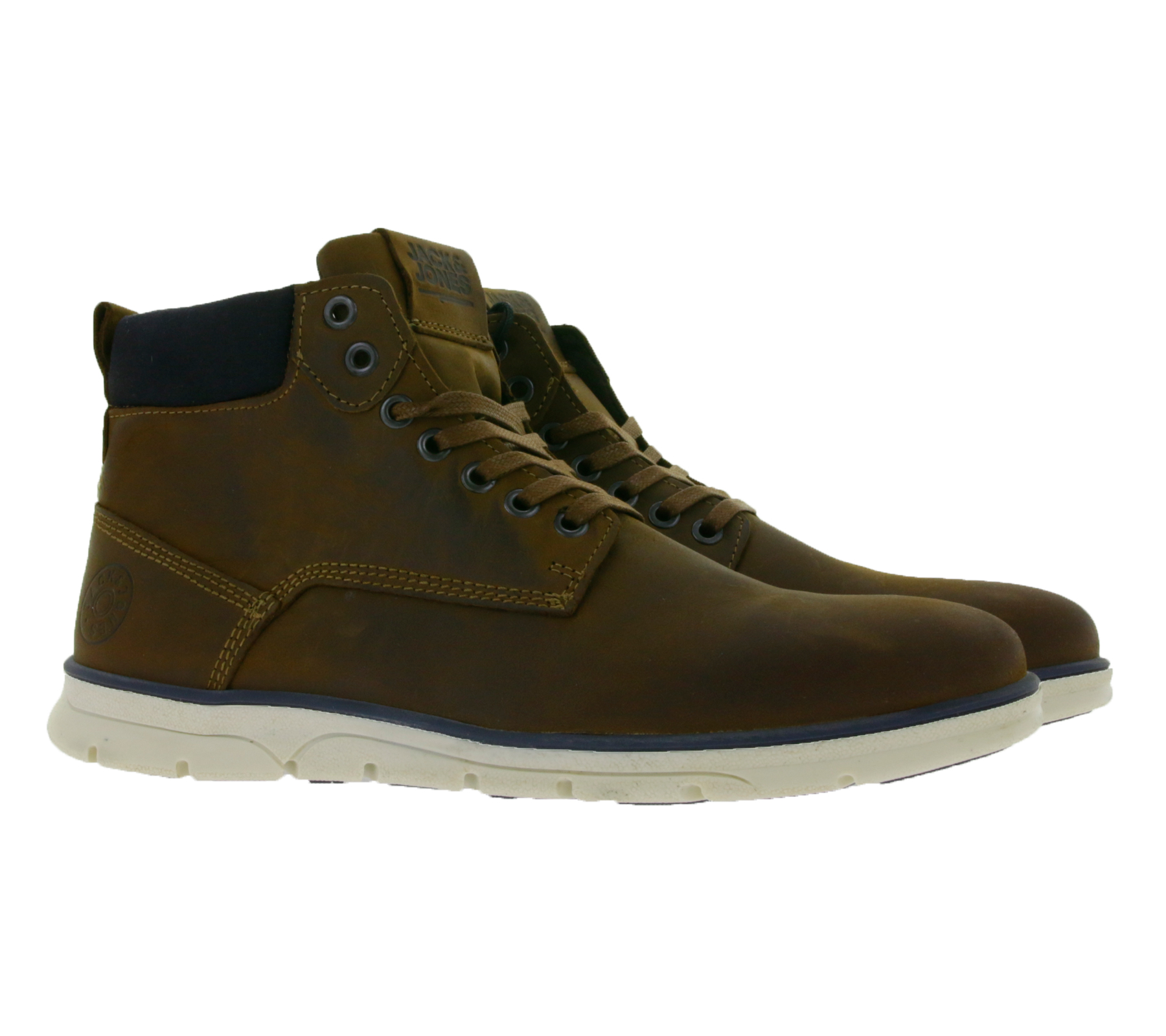 Jack & Jones Tubar Herren Schnürboots Echtleder mit herausnehmbarer Einlegesohle 12159513 Braun von Jack & Jones