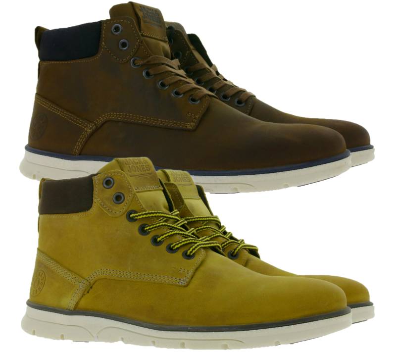 Jack & Jones Tubar Schnürboots Herren Stiefel aus Echtleder Winter-Schuhe in 12159513 Dunkelbraun oder 12159516 Hellbraun von Jack & Jones