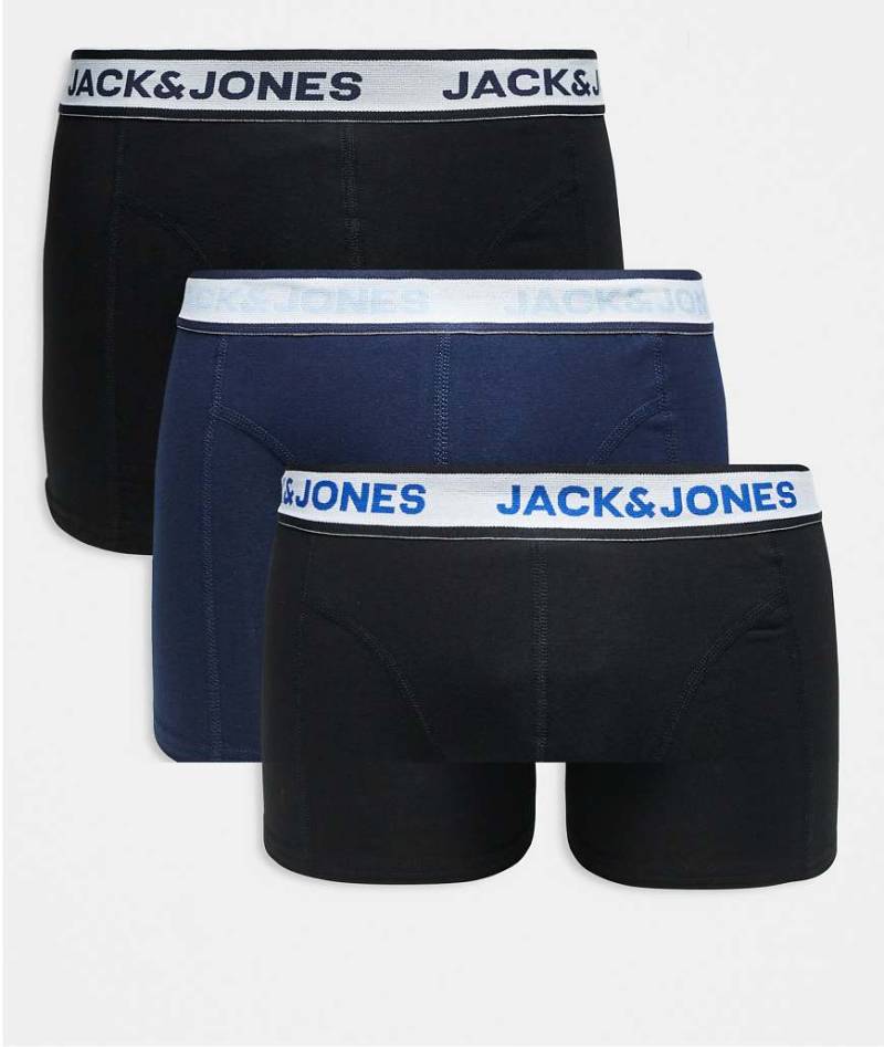 Jack & Jones - Unterhosen in Marineblau mit farbigem Bund im 3er-Pack von Jack & Jones