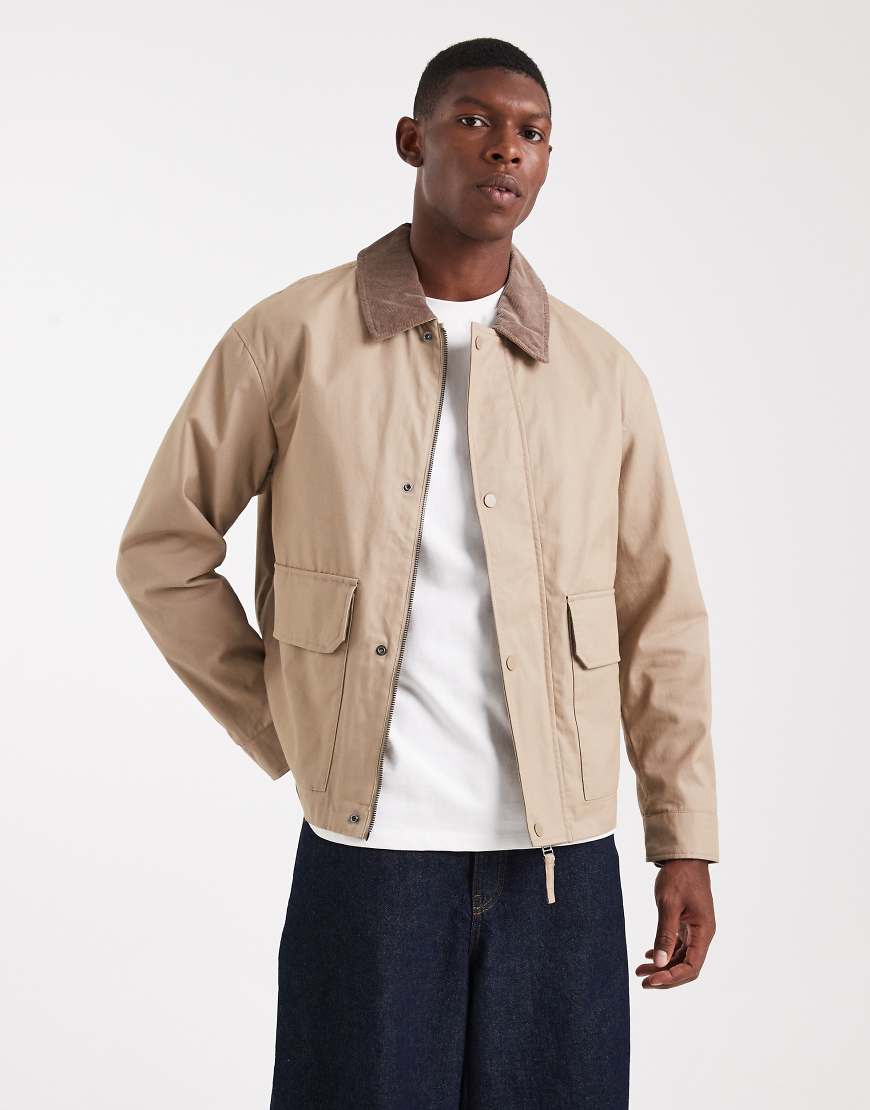 Jack & Jones - Worker-Jacke in Beige mit Cordkragen-Neutral von Jack & Jones