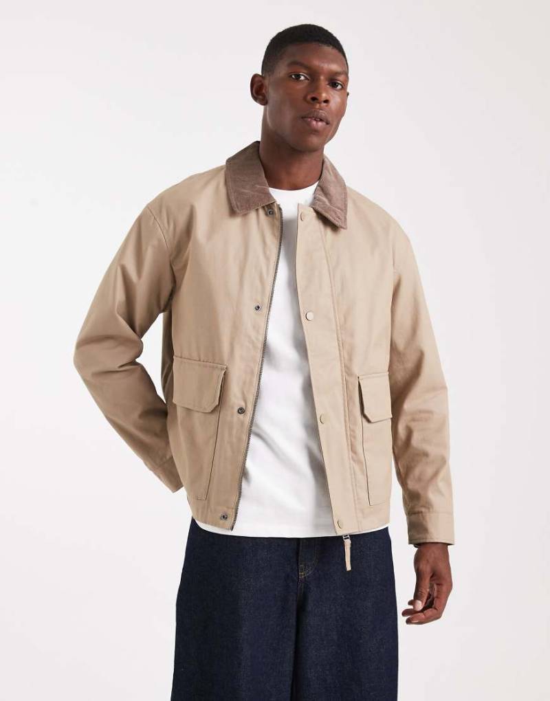 Jack & Jones - Worker-Jacke in Beige mit Cordkragen-Neutral von Jack & Jones