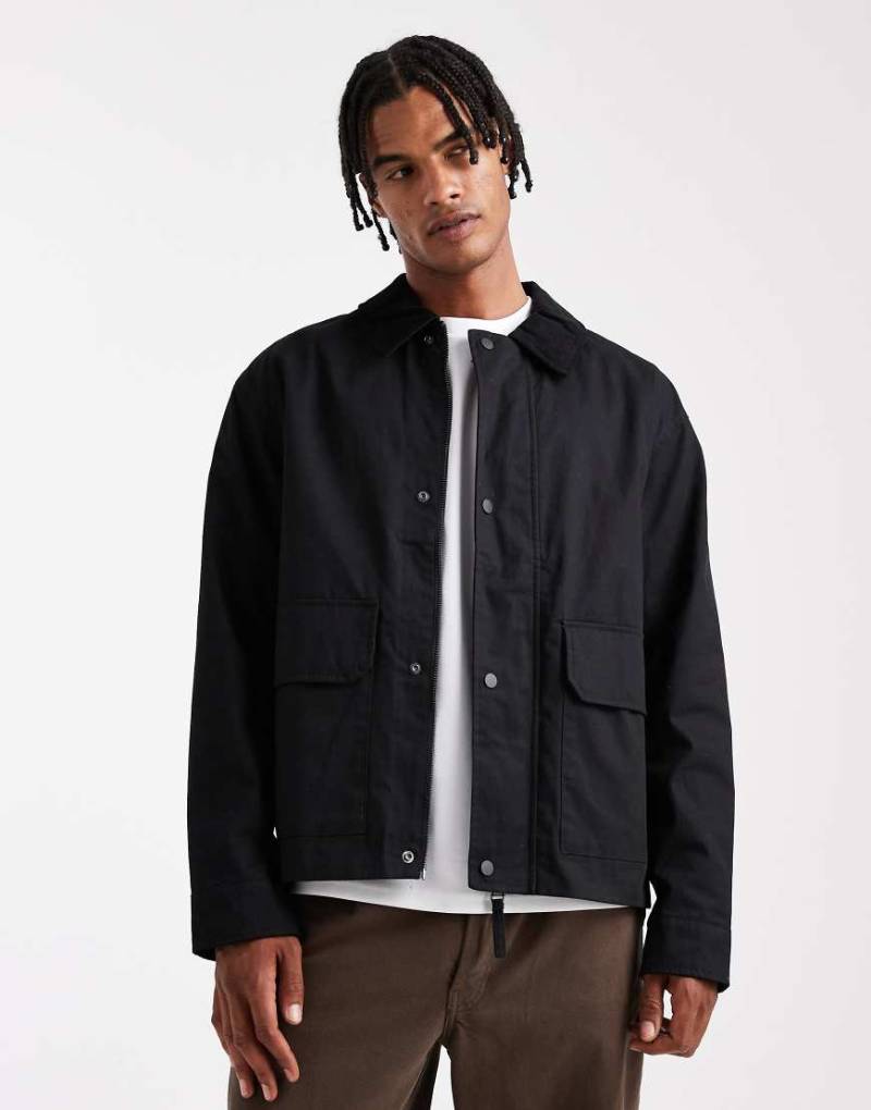 Jack & Jones - Worker-Jacke in Schwarz mit Cordkragen von Jack & Jones