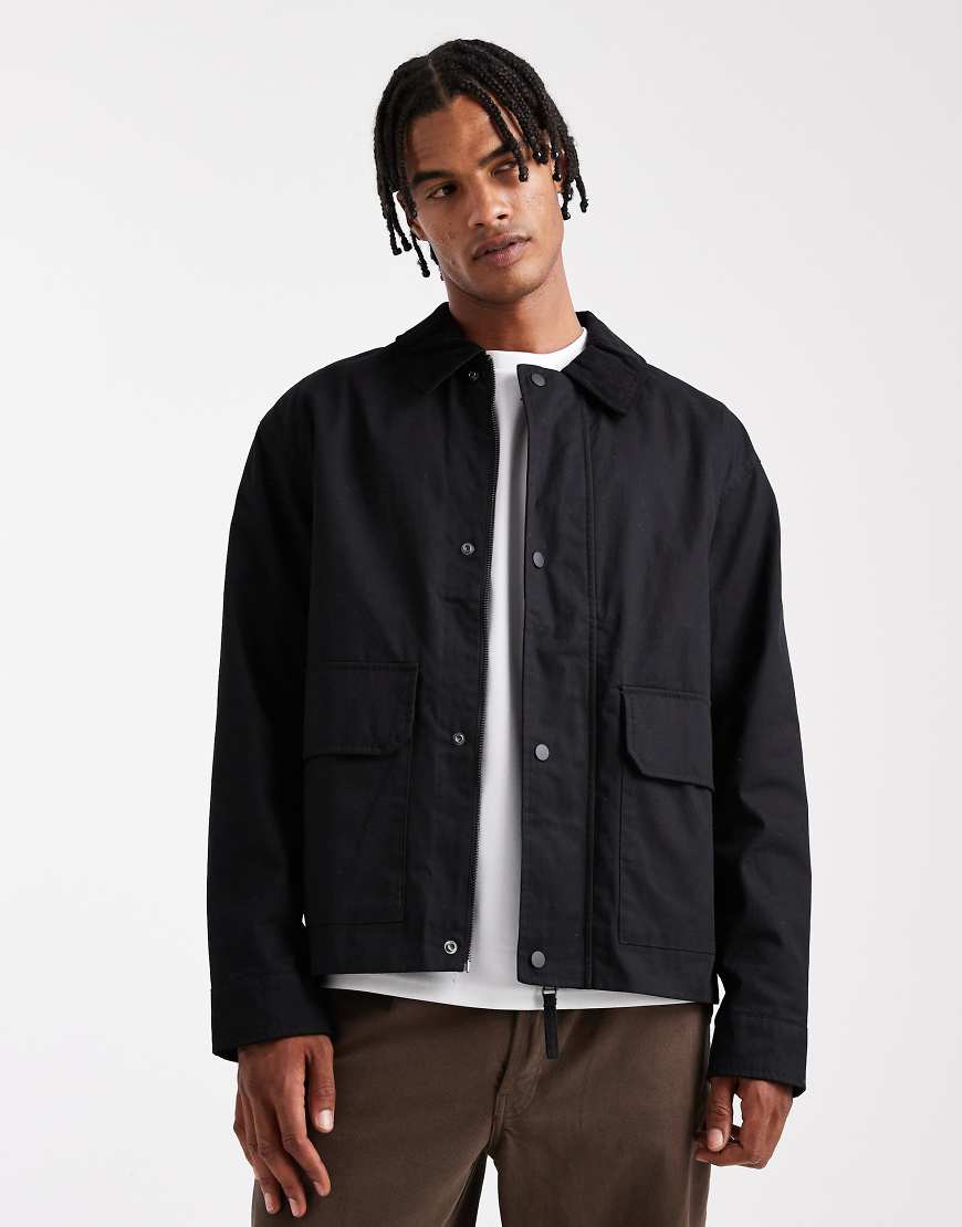 Jack & Jones - Worker-Jacke in Schwarz mit Cordkragen von Jack & Jones