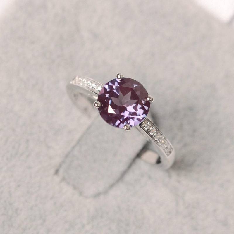 Alexandrit Ring Sterling Silber Verlobungsring Für Frauen Rundschliff Farbwechsel Juni Geburtsstein von JackDesignJewelry