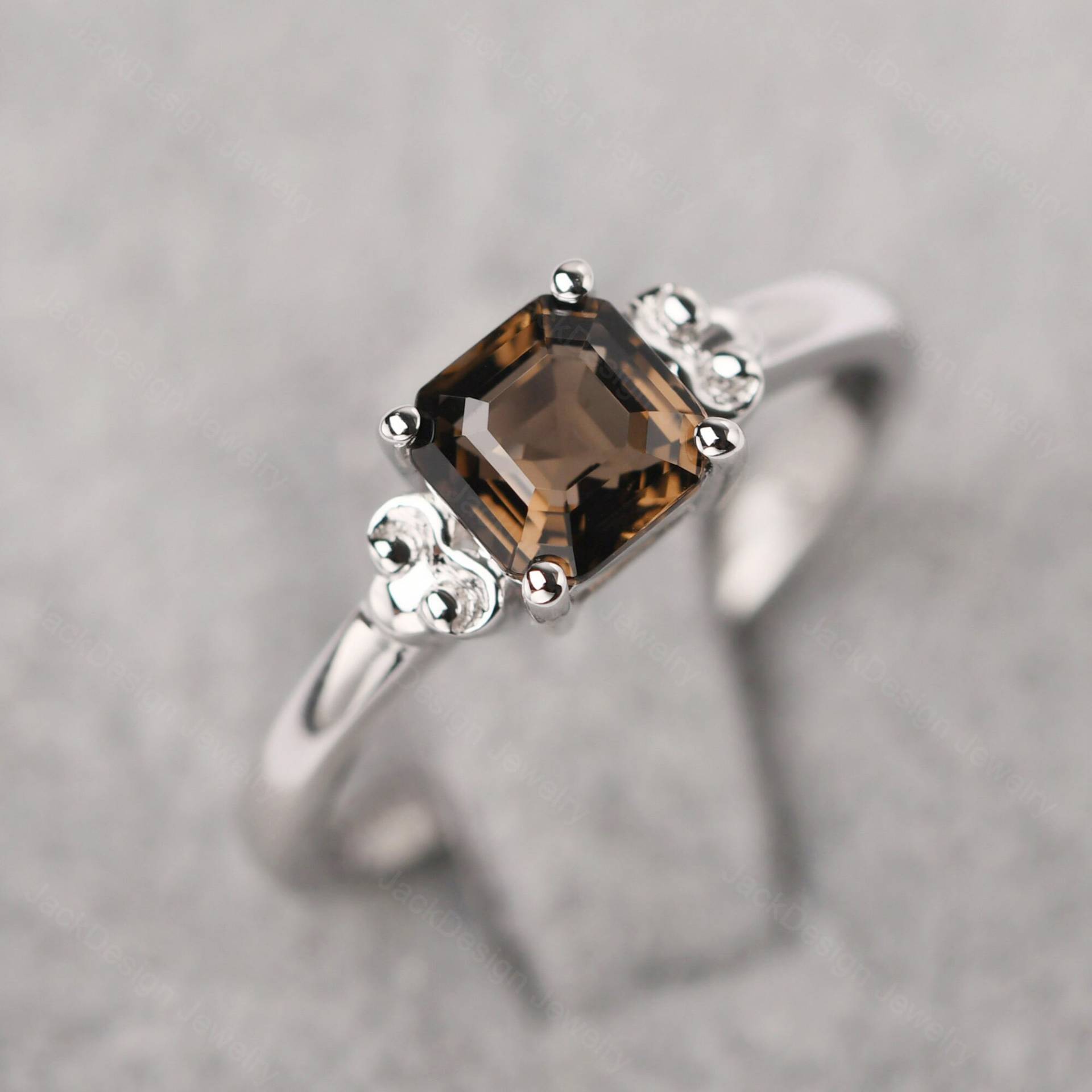Asscher Cut 6x6 Mm Rauchquarz Ehering Silber Braun Stein Minimalist Ring Asscher Cut 6x6 Mm Rauchquarz Ehering Silber Braun Stein Minimalist Ring von JackDesignJewelry