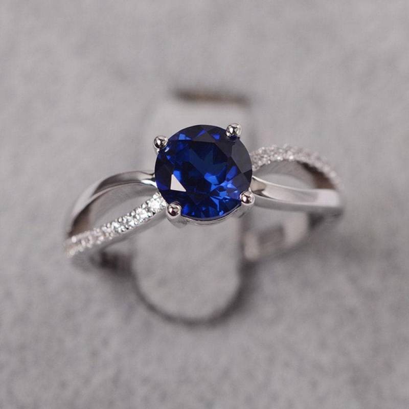 Blauer Saphir Ring September Geburtsstein Silber Verlobungsring Für Frauen von JackDesignJewelry