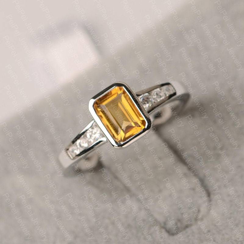 Citrin Ring Smaragdschliff Gelb Schmuckstein Jubiläum November Birthstone Citrin Ring Smaragdschliff Gelb Schmuckstein Jubiläum November Birthstone von JackDesignJewelry