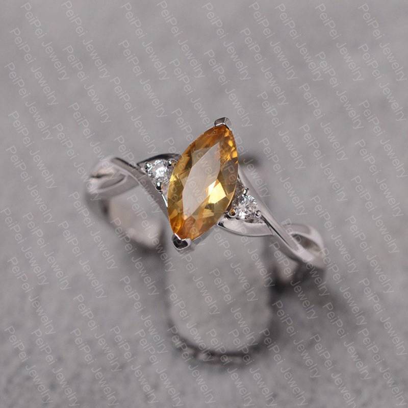 Citrin Ring Verlobungsring Für Frauen November Birthstone Marquise Geschnitten Gelben Edelstein von JackDesignJewelry