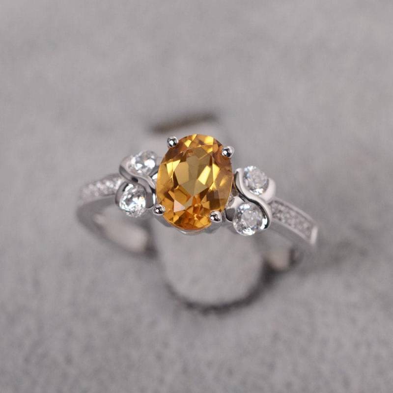 Citrin Ring Weißgold Unendlichkeit Versprechen Oval Geschnitten November Birthstone Ehering von JackDesignJewelry