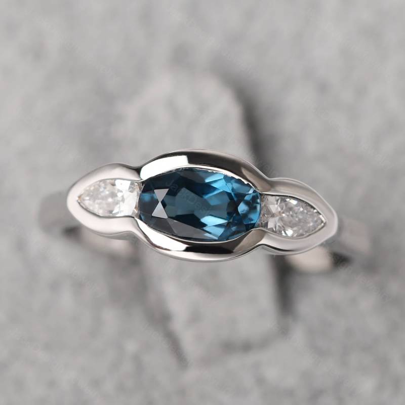 Echte London Blautopas Trilogie Hochzeit Ring Sterling Silber November Birthstone von JackDesignJewelry