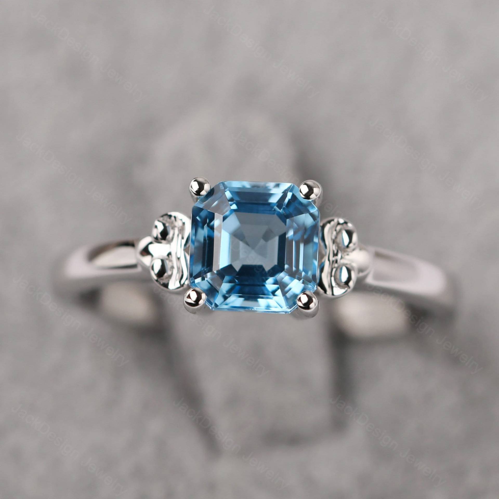 Echter Schweizer Blautopas-Brautring Asscher Cut Sterling Silber November Geburtsstein Ring Echter Schweizer Blautopas-Brautring Asscher Cut Sterling Silber November Geburtsstein Ring von JackDesignJewelry