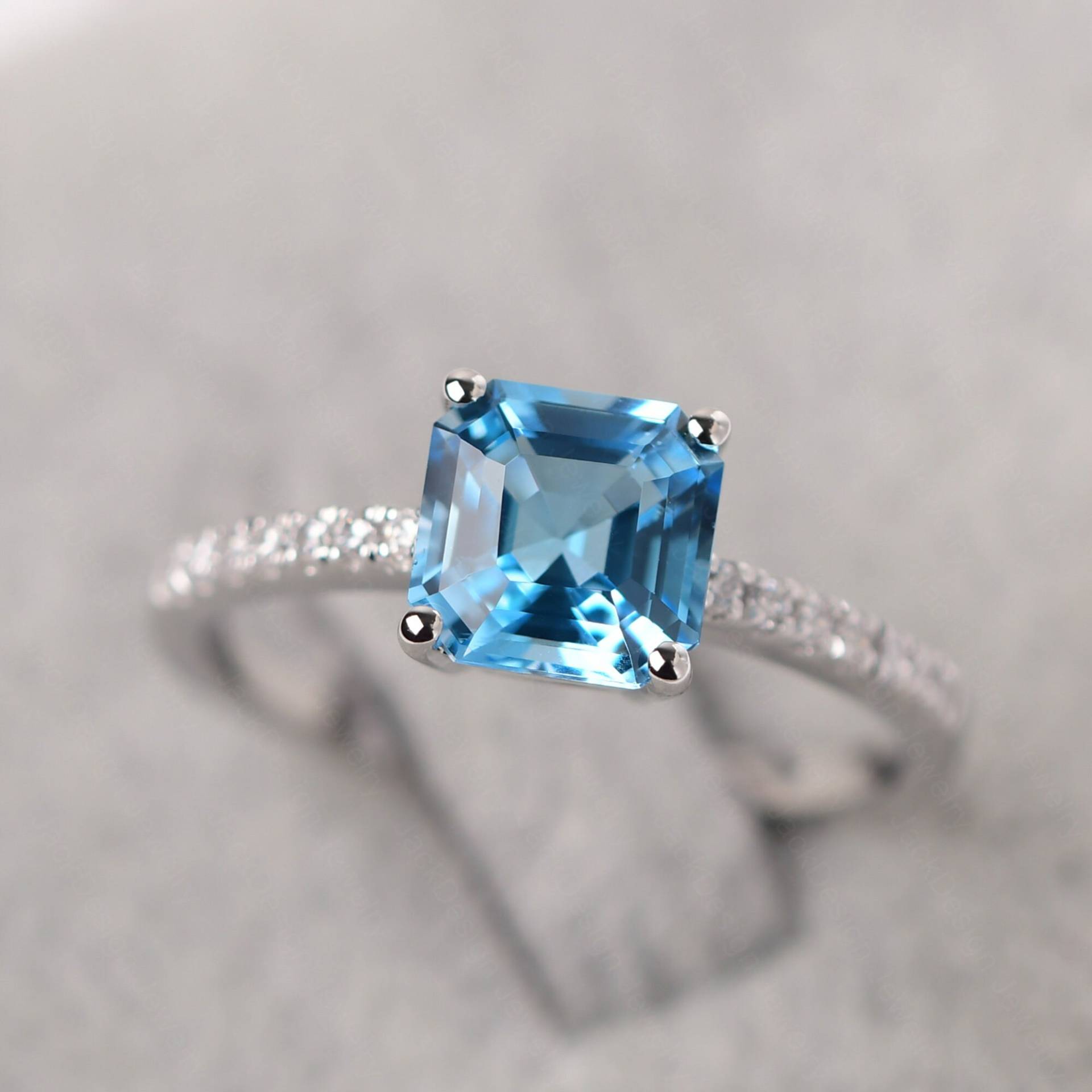 Echter Schweizer Blautopas Ring Sterling Silber Asscher Cut Ehering November Geburtsstein von JackDesignJewelry