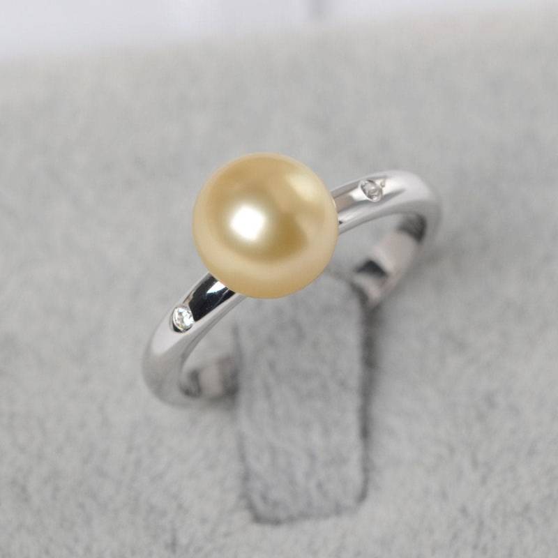Goldene Perle Ring Natürliche Goldene Südsee-Perle Ring-Verlobungsring Partyring von JackDesignJewelry