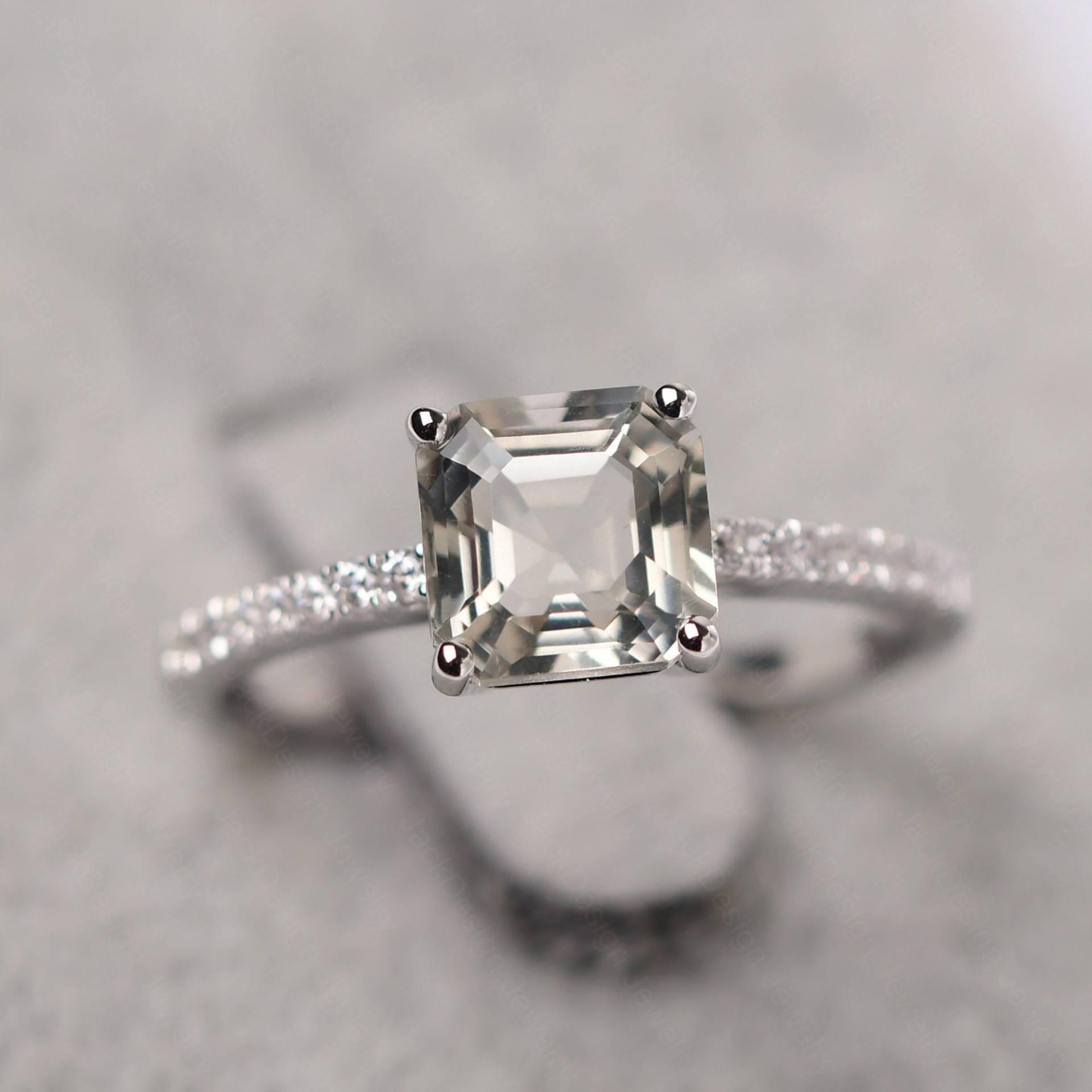 Zierlicher Grüner Amethyst Verlobungsring Sterling Silber Asscher Schliff 7x7 Mm Prasiolith Ring Zierlicher Grüner Amethyst Verlobungsring Sterling Silber Asscher Schliff 7x7 Mm Prasiolith Ring von JackDesignJewelry