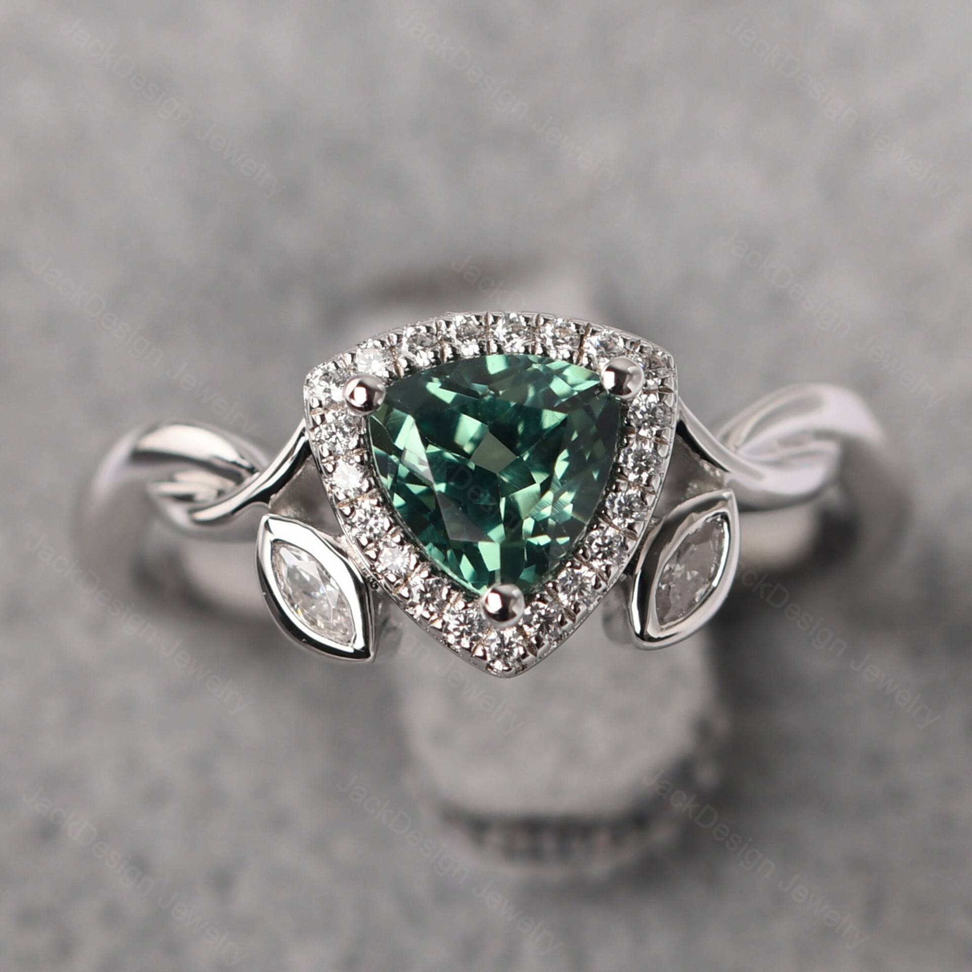 Grüner Saphir Zweig Verlobungsring Sterling Silber Trillion Cut Twist Ehering Grüner Saphir Zweig Verlobungsring Sterling Silber Trillion Cut Twist Ehering von JackDesignJewelry