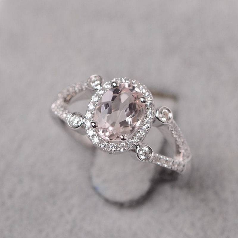 Morganit Ring Oval Cut Rosa Edelstein Sterling Silber Verlobungsring Für Frauen von JackDesignJewelry