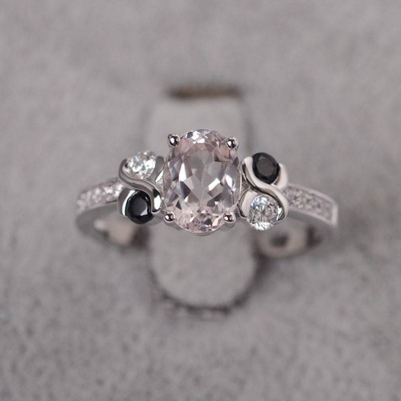 Morganit Ring Oval Geschliffen Edelstein Sterling Silber Unendlichkeit Verlobungsring Für Frauen von JackDesignJewelry