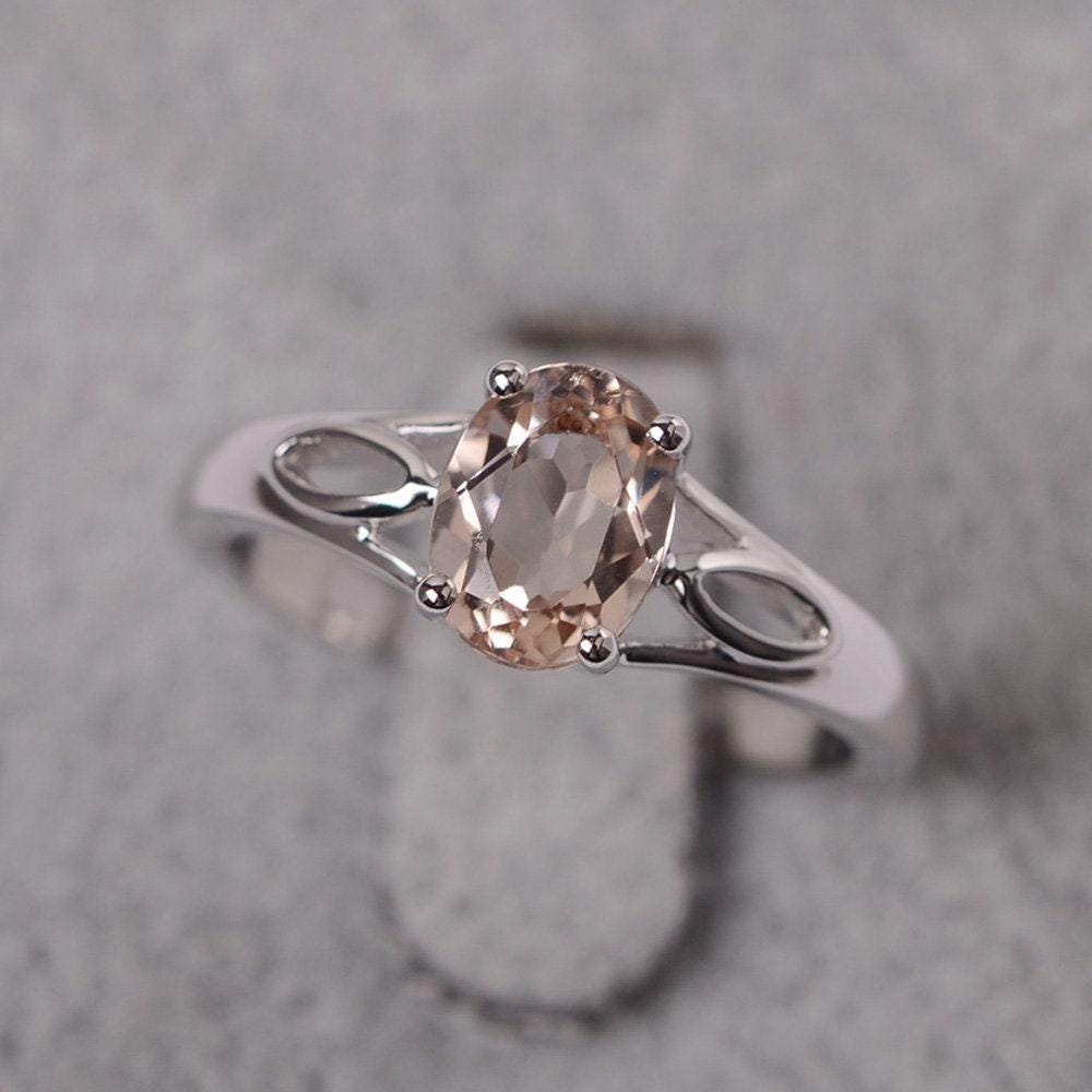 Morganit Ring Ovalschliff Maßgeschneiderte Verlobungsring Rosa Stein Silber Für Frauen von JackDesignJewelry