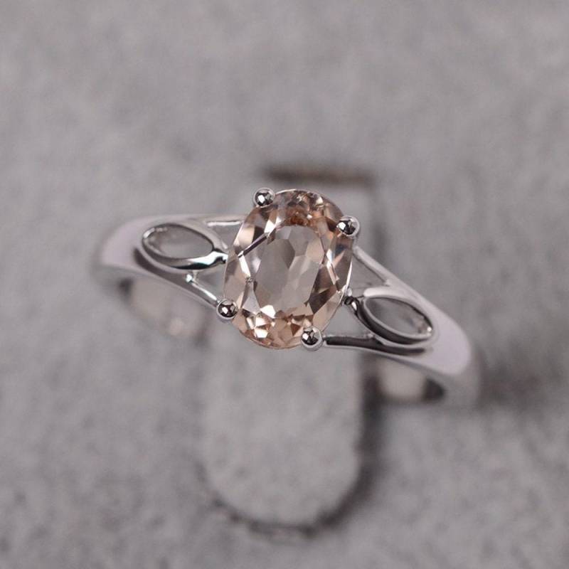 Morganit Ring Ovalschliff Maßgeschneiderte Verlobungsring Rosa Stein Silber Für Frauen von JackDesignJewelry