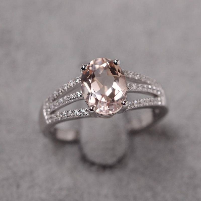 Morganit Ring Sterling Silber Maßgeschneiderte Hochzeit Ovalen Für Mädchen Rosa Edelstein Steinring von JackDesignJewelry