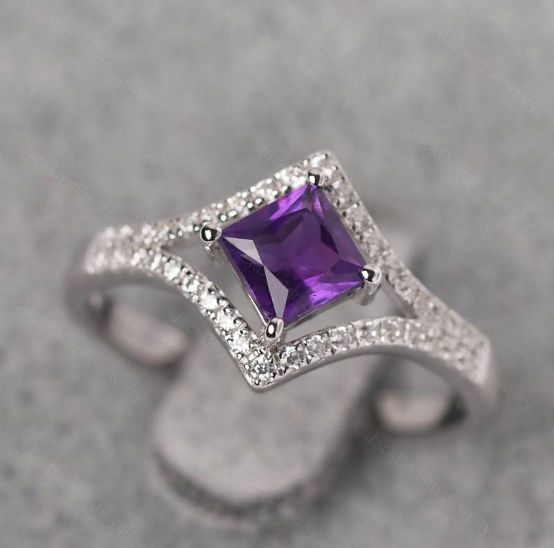 Pave Einstellung Amethyst Jahrestag Ring Sterling Silber Drachen Februar Geburtsstein von JackDesignJewelry