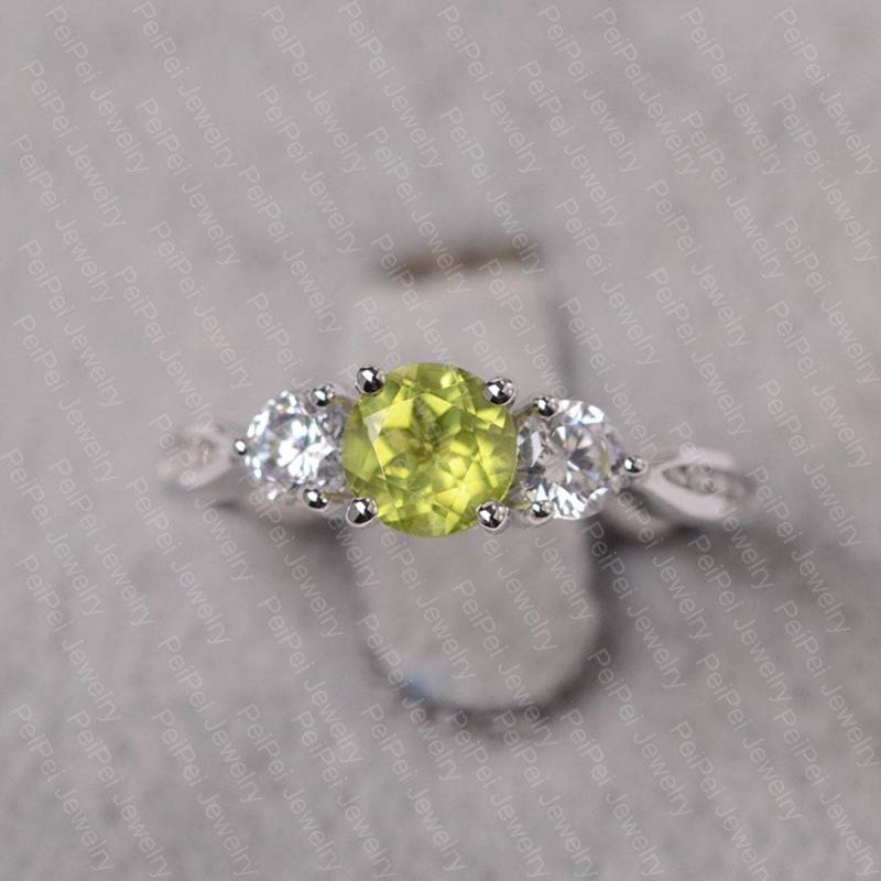 Peridot Ring Sterling Silber Ehering Für Frauen Rundschliff August Geburtsstein von JackDesignJewelry